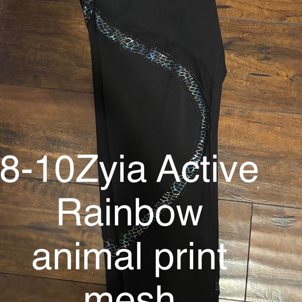 Zyia Active Black Leggings with Rainbow Mesh